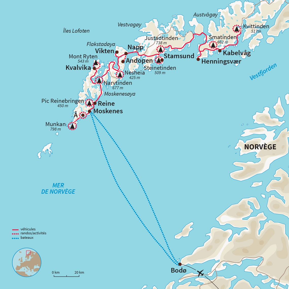 Exploration très complète du plus bel archipel d'Europe du Nord entre Svolvaer et Bodo. Incontournable !